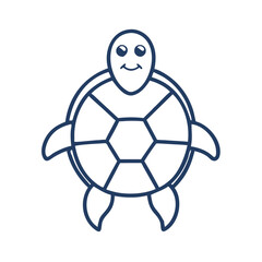 Obraz premium Cute Blue Turtle Outline on Black Background