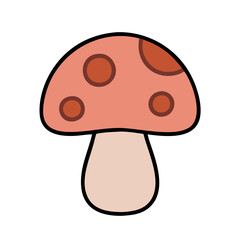 Cute cartoon mushroom on black background vector illustration