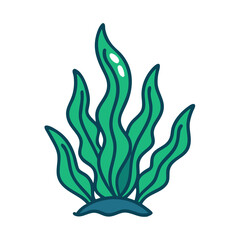 Stylized Green Seaweed Illustration on Black Background