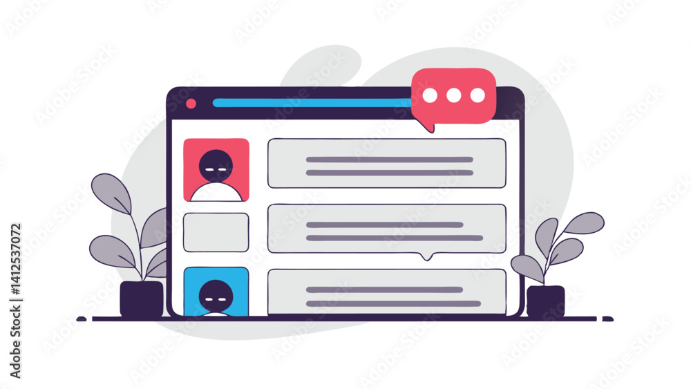Poster ai chatbot interface in minimalist style on white background