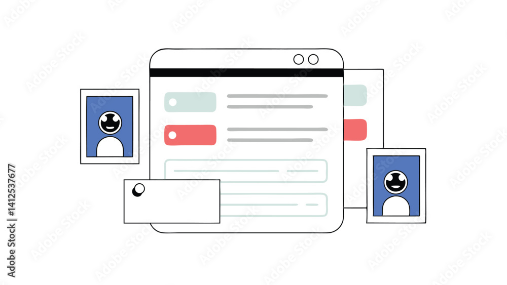 Poster ai chatbot interface in minimalist style on white background