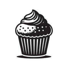 Muffin black and white Design - Minimalist Muffin Vector - Muffin Silhouette - Muffin Illustration.