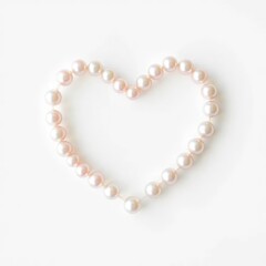 Obraz premium Delicate heart shape with iridescent pearls isolated on a white background, elegance, glow