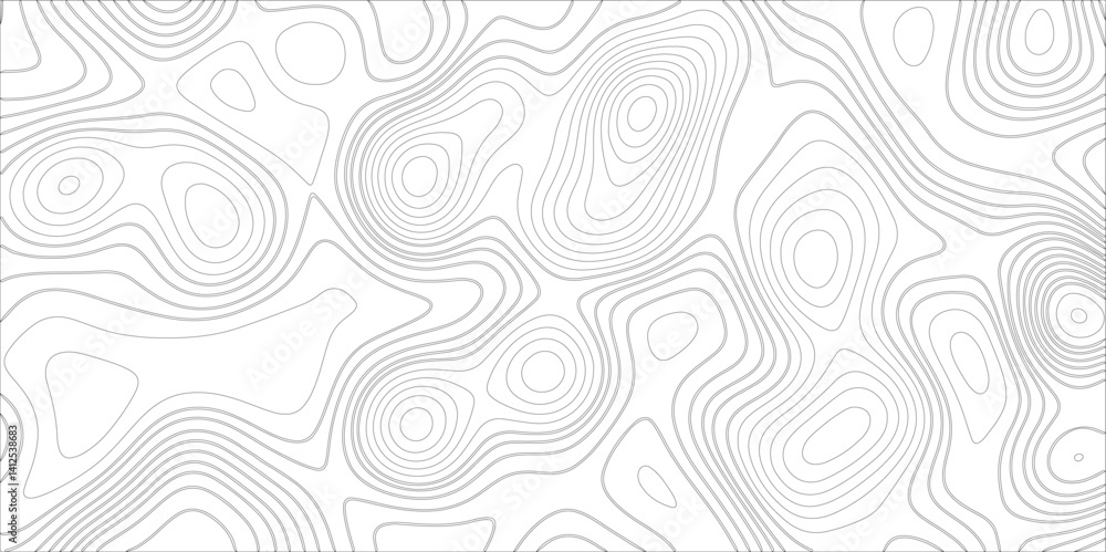 Aufkleber Ocean topographic line map with curvy wave isolines vector illustration. Abstract topographic contours map background, Vector contour topographic map. Cartography texture abstract banner use.	