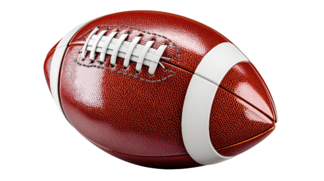 American Football's Essence: A detailed photorealistic depiction of a classic brown American football, showcasing its textured surface and laces.