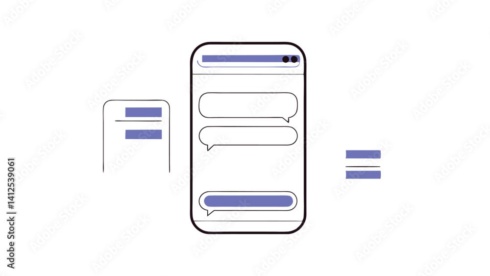 Poster ai chatbot interface in minimalist style on white background