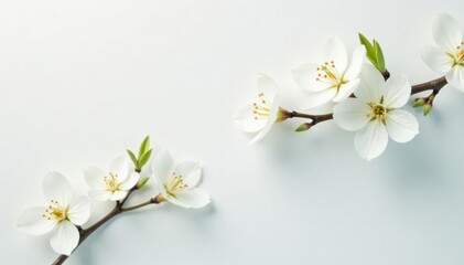 Obraz premium Delicate white blossoms against a pure white backdrop , aesthetic, soft, flower