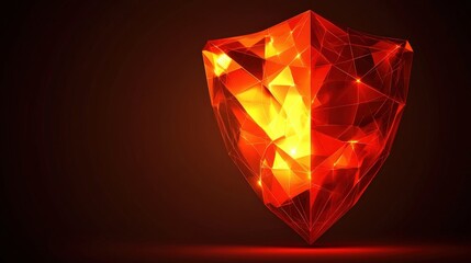 Geometric Shield Shape Red Yellow Glowing
