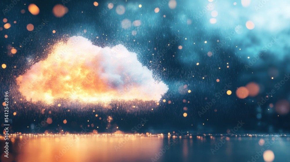Poster bright light effects illuminate a colorful cloud formation, creating a mystical atmosphere filled wi