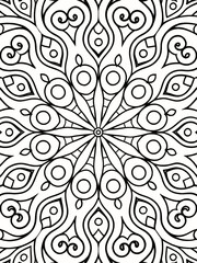 Fototapeta premium Intricate Geometric Tile Inspired Coloring Page for Adults
