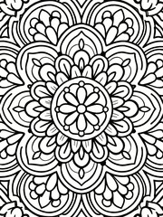 Adult Coloring Page Featuring Dense Daisy-Like Flowers