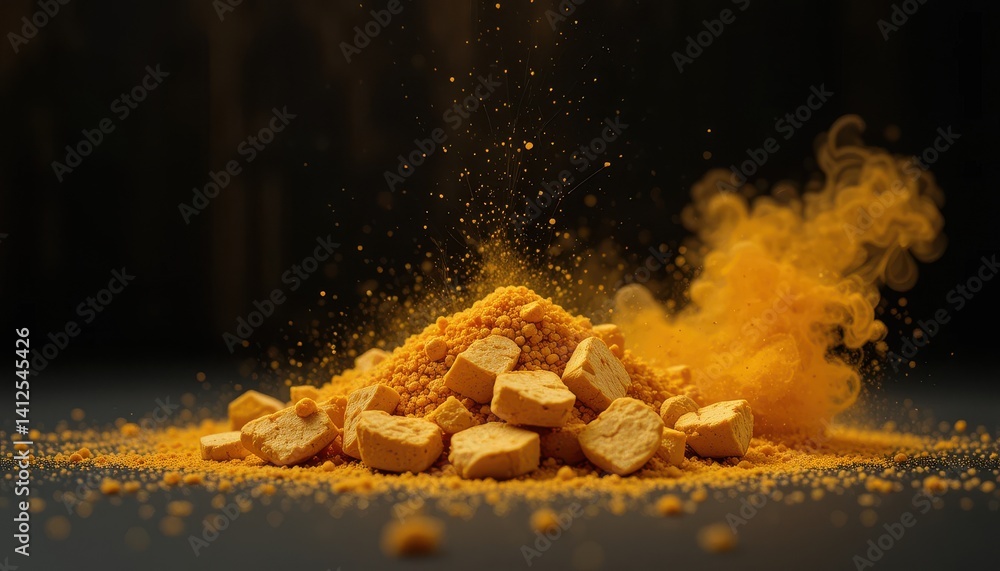 Poster exploding espresso beans a high-definition image of coffee beans in a dust cloud