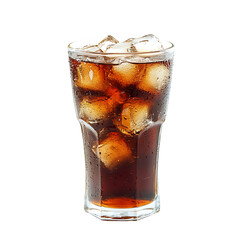 glass of cola with ice cubes png