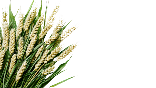 Png of A vibrant bundle of wheat ears showcasing their golden hues, symbolizing abundance and harvest.