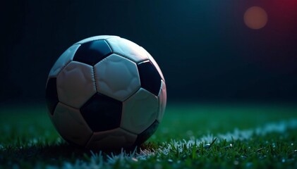 Naklejka premium Illuminated football on dark backdrop for sports-themed design, equipment, oval