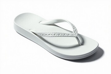 Single white flip-flop isolated on white background , studio, summer footwear