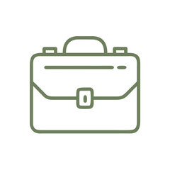 Obraz premium Briefcase icon — hand-drawn green outline, business career symbol isolated on white background