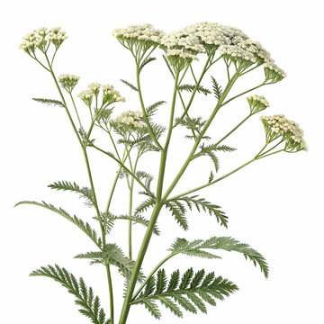 Yarrow 3D rendered flower gracefully isolated on a white background with soft clusters and intricate textures
