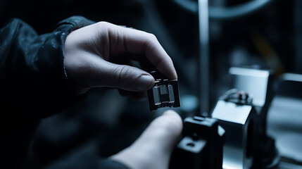 Technician checking the calibration of sensors on lithium extraction equipment. Featuring sensor calibration