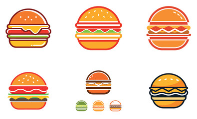 Deliciously Illustrated Hamburger Designs on a white background