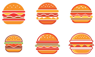 Deliciously Illustrated Hamburger Designs on a white background