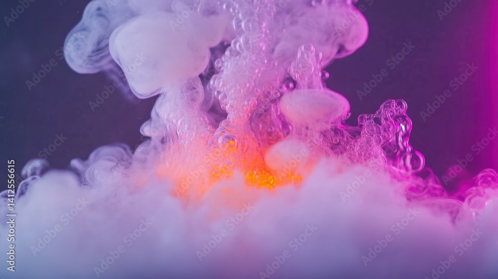 Poster colorful wisps of vapor emerge and twist together, creating an enchanting visual in a dark setting, 