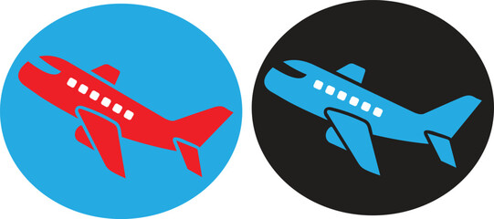 Colorful Airplane Icons in Circle Backgrounds