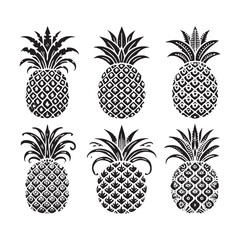 Fototapeta premium Pineapple Silhouette - Pineapple Vector - Pineapple Minimal design - Pineapple Art.
