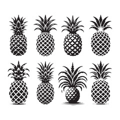 Fototapeta premium Pineapple Silhouette - Pineapple Vector - Pineapple Minimal design - Pineapple Art.