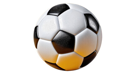 Fototapeta premium Soccer Ball: A classic black and white soccer ball, ready for a game or training session. This image is perfect for showcasing the sport's passion and energy.