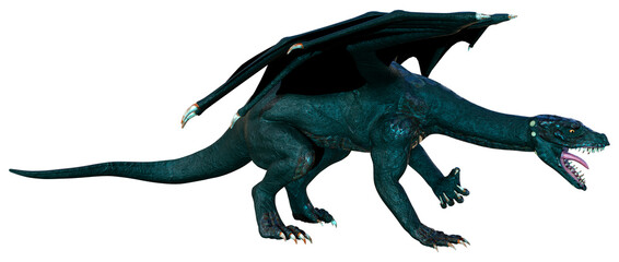 3D Rendering Fairy Tale Dragon on White