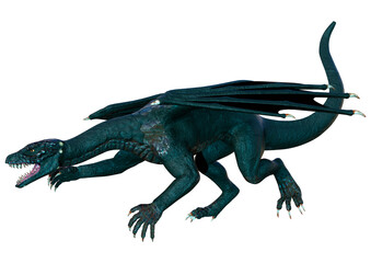 3D Rendering Fairy Tale Dragon on White