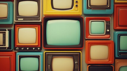Retro Television Set Collection Colorful Background suitable for digital content