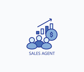Sales Agent Icon Or Logo Isolated Illustration