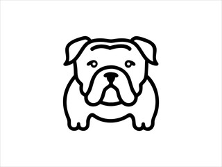 Simple Line Art Illustration of a Bulldog