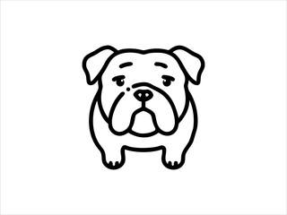 Simple Line Art Illustration of a Bulldog