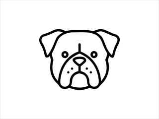 Simple Line Art Illustration of a Bulldog