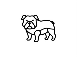 Simple Line Art Illustration of a Bulldog
