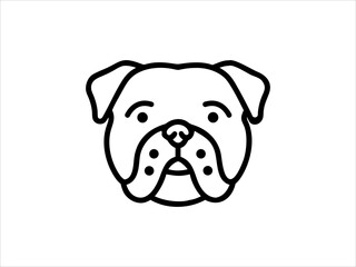 Simple Line Art Illustration of a Bulldog