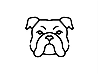 Simple Line Art Illustration of a Bulldog