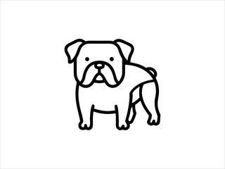 Simple Line Art Illustration of a Bulldog