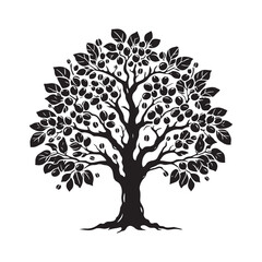 Fototapeta premium Kentucky coffee tree Black and White Vector - Kentucky coffee tree Silhouette - Kentucky coffee tree Illustration.
