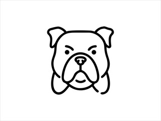 Simple Line Art Illustration of a Bulldog