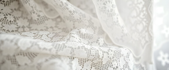 Obraz premium close up of a white lace curtain