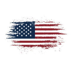 Stylized American flag with dynamic brush strokes, showcasing patriotic colors and elements. Ideal for designs focusing on national pride and identity.