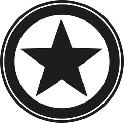 Military Star Badge Silhouette Vector Icon in Circular Emblem Design