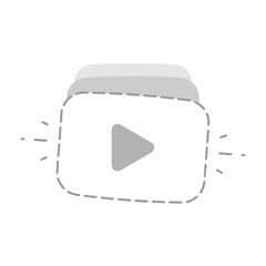 minimalist illustration of video frame silhouette with empty content. No Video Available or No Content Yet state. Perfect for user interface placeholders, mobile apps, websites, or maintenance pages