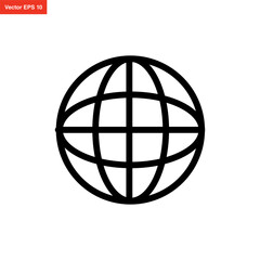 line art globe icon design template
