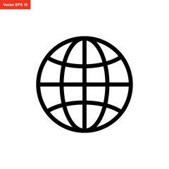 line art globe icon design template