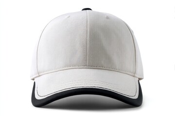 Stylish baseball cap with minimal design features isolated on white background, showcasing simplicity and elegance